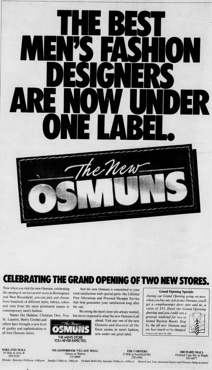 Osmuns Stores - Rebranding April 1989